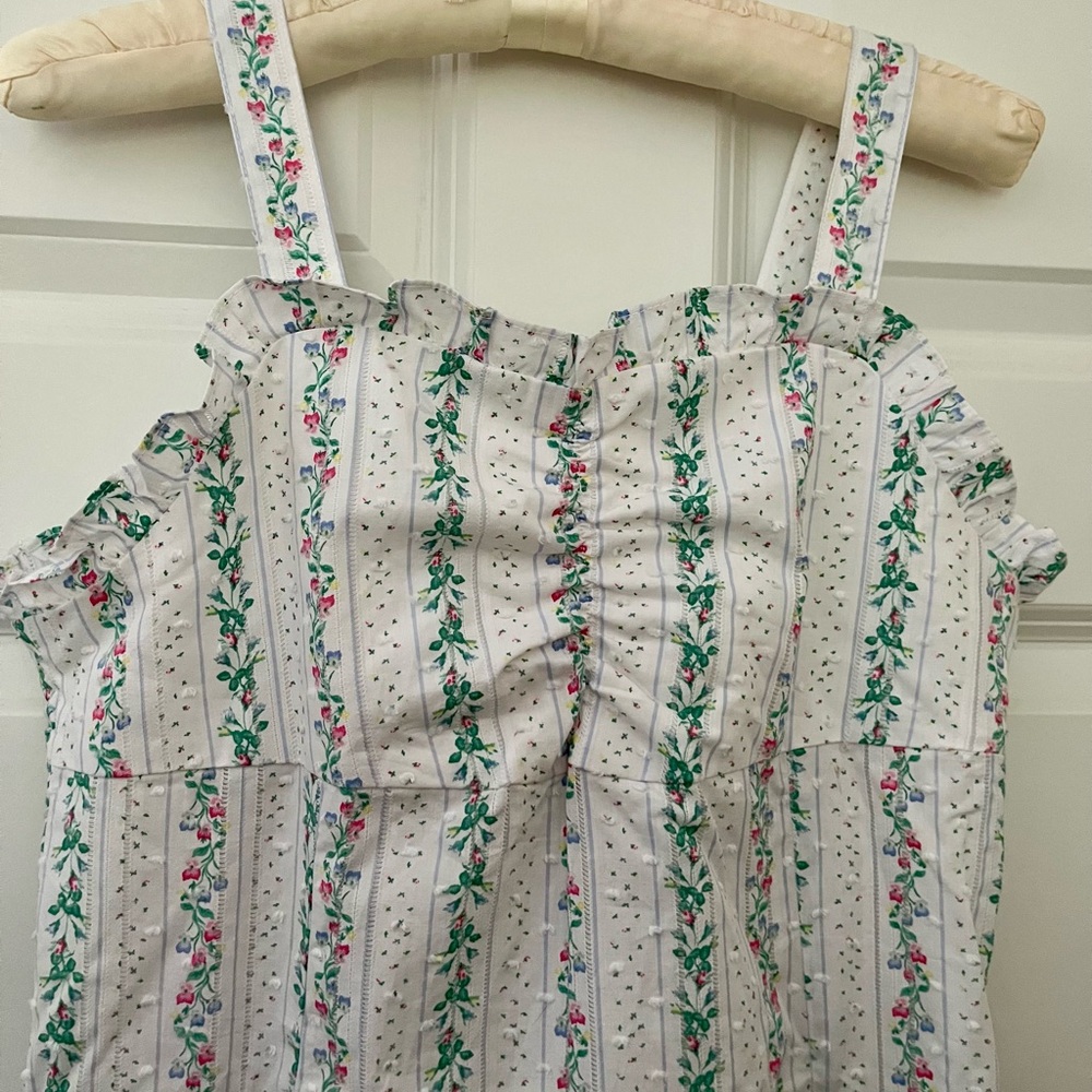 NWT Janie and Jack Coquette Tween Floral Striped Cotton Dress Size 18 Bridgerton - Picture 3 of 10